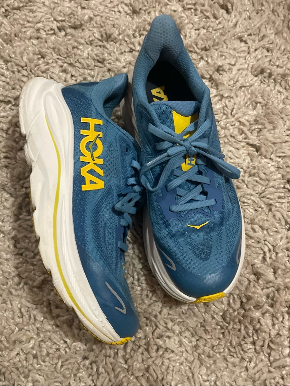 Hoka One One Kids Blue and Yellow Sneakers size 4.5DM